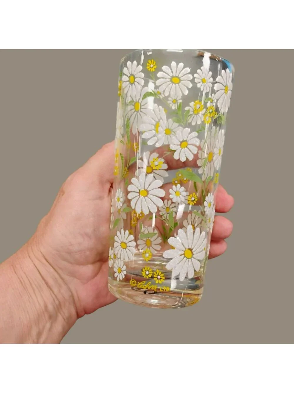 Vintage Culver Daisy Glass Tumblers Set of 4, Mid Century Modern Flower Power